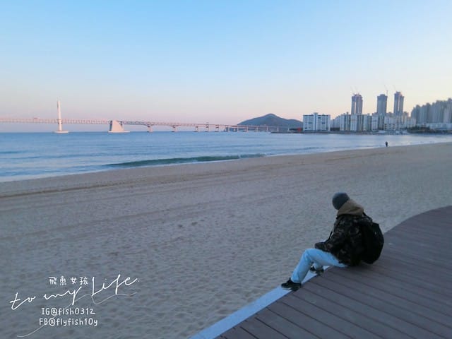 韓國釜山 廣安大橋夜景 廣安里散步路 海景咖啡廳 釜山知名地標 廣安大橋(광안대교) 廣安里海水浴場(광안리해수욕장)