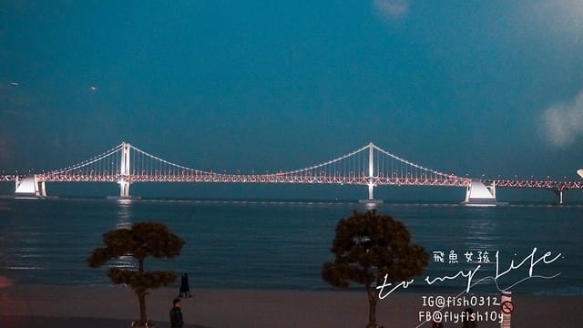 韓國釜山 廣安大橋夜景 廣安里散步路 海景咖啡廳 釜山知名地標 廣安大橋(광안대교) 廣安里海水浴場(광안리해수욕장)