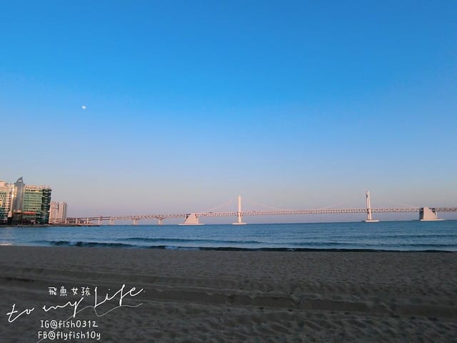 韓國釜山 廣安大橋夜景 廣安里散步路 海景咖啡廳 釜山知名地標 廣安大橋(광안대교) 廣安里海水浴場(광안리해수욕장)